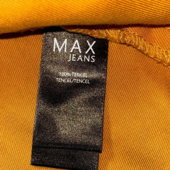 Max Jeans Mustard Color Tencel Drape Open Front Long Length Jacket Size XS - Picture 5 of 7